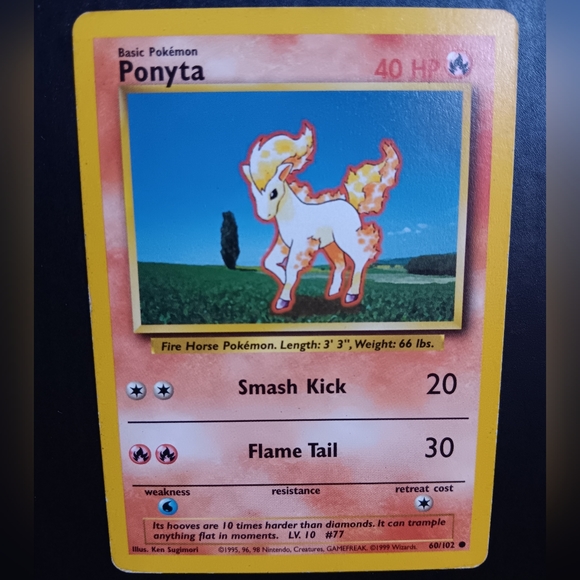 Ponyta Pokemon Card - Base Set - NO. 60/102 Common Non-Holo - Picture 2 of 9